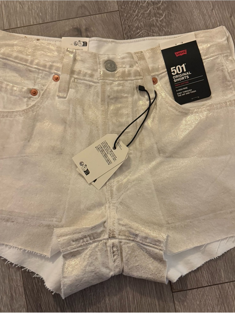 Levi's 501 Original Women's White Metallic Jean Shorts